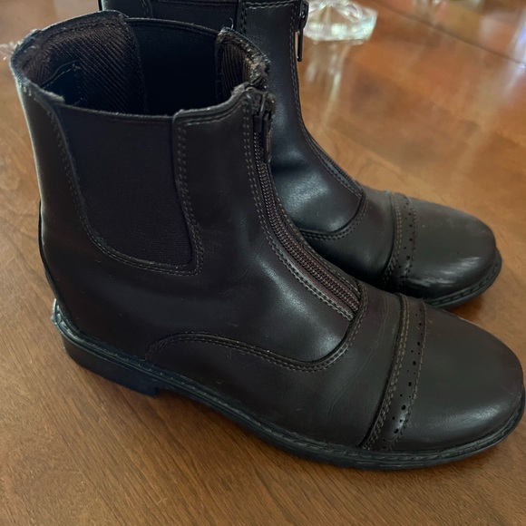 TuffRider Children's 4 Starter Front Zip Paddock Boots Mocha horseback riding - Picture 1 of 14